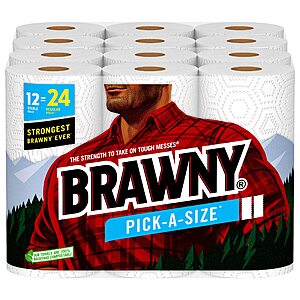 12 Double Rolls Brawny Pick-A-Size Paper Towels (= 24 Regular Rolls) $16.10 w/ S&S + Free S&H w/ Prime or $25+
