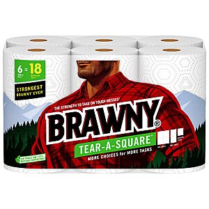6-Ct Triple Rolls Brawny Tear-A-Square 2-Ply Paper Towels $13.65 w/ Subscribe & Save