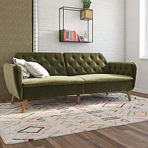 Novogratz Tallulah Memory Foam Futon, Convertible Couch (Green Velvet) $141.75 + Free Shipping