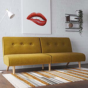 Novogratz Palm Springs Split Futon Sofa Couch (Mustard Linen) $164 + Free Shipping