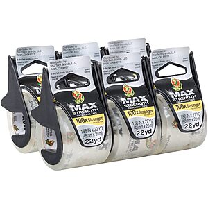 6-Count Duck Max Strength Packing Tape w/ Dispenser (Clear, 1.88" x 22 Yd) $10.05 ($1.68 each) w/ S&S + Free Shipping w/ Prime or $25+