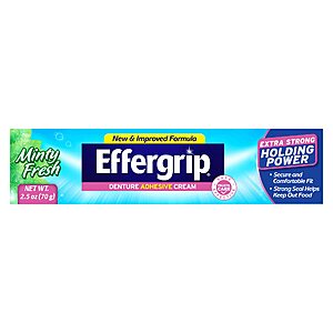 2.5-Oz Effergrip Denture Adhesive Cream (Extra Strong Holding Power) $1.90 w/ S&S + Free Shipping w/ Prime or on $25+