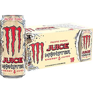 15-Pack 16-Oz Monster Energy Juice Energy Drink (Various Flavors) $17.25 w/ S&S + Free S&H w/ Prime or $25+