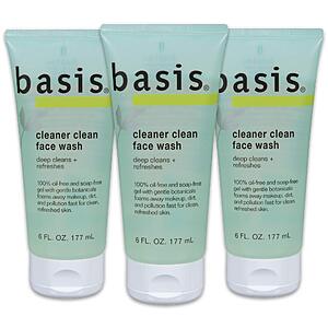 3-Pack 6-Oz Basis Cleaner Clean Face Wash $7.40 w/ S&S + Free Shipping w/ Prime or on $35+