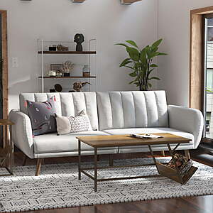 Novogratz Brittany Futon Sofa Bed and Couch Sleeper (Cool Gray Linen) $152 + Free Shipping