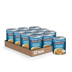 12-Pack 19-Oz Progresso Traditional 99% Fat Free Chicken Noodle Soup $14.25 w/ S&S + Free Shipping w/ Prime or on $35+
