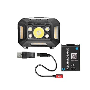 Husky 650 Lumens Dual-Power Broad Range LED Headlamp 7 Modes with USB Port and Rechargeable Battery, Black $15 + Free Shipping