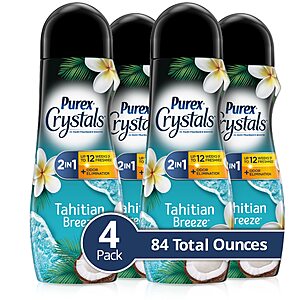 4-Pack 21-Oz Purex Crystals in-wash Fragrance and Scent Booster (Tahitian Breeze) $11.90 w/ S&S + Free S&H w/ Prime or $35+