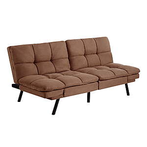 72" Mainstays Memory Foam Futon w/ Adjustable Armrests (Camel Faux Suede) $128 + Free Shipping