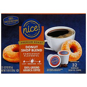 32-Count Walgreens Nice! Coffee K-Cup Pods (Donut Shop Blend or French Roast) $5.40 + Free Store Pickup on $10+
