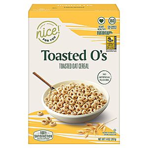14-Oz Walgreens Nice! Toasted O's Cereal $0.90 & More + Free Store Pickup on $10+ (YMMV)