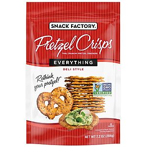 7.2-Oz The Snack Factory Pretzel Crisps (Everything) $1.80 at Walgreens & More w/ Free Store Pickup on $10+