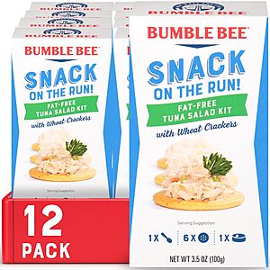 12-Pack 3.5-Oz Bumble Bee Snack On The Run Fat-Free Tuna Salad with Crackers Kit $8.90 w/ S&S + Free Shipping w/ Prime or $35+ (YMMV)