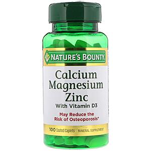 100-Count Nature's Bounty Calcium Magnesium & Zinc Caplets (for Immune Support, Bone Health & Mood) 2 for $5.55 w/ S&S + Free Shipping w/ Prime or on $35+