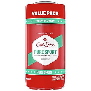 2-Pack 3-Oz Old Spice Aluminum Free Deodorant Pure Sport: 2 for $6.95 ($1.74 ea) & More at Walgreens w/ Free Store Pickup on $10+