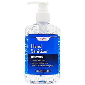 8-Oz Walgreens Hand Sanitizer w/ Vitamin E $0.70 + Free Store Pickup on $10+