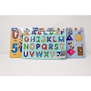 3-Pack Melissa & Doug Peg Puzzles: Disney Alphabet, Numbers, and Shapes/Colors $10.50 + Free Shipping w/ Prime or $35+