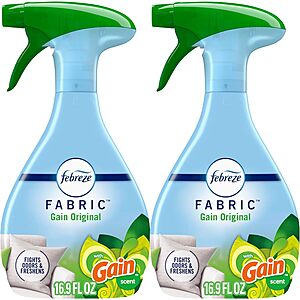 2-Pack 16.9-Oz Febreze Odor-Fighting Fabric Refresher (Gain Original) $4.20 w/ S&S + Free Shipping w/ Prime or on $35+