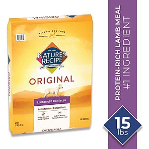 15-Lb Nature's Recipe Adult Dry Dog Food (Lamb Meal & Rice) $9.30 + Free S/H on $49+