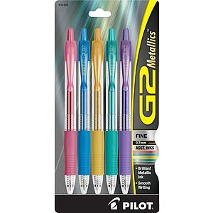 5-Pack Pilot G2 Metallics Gel Fine Point Pens (Metallic Ink) $4.85 + Free S/H