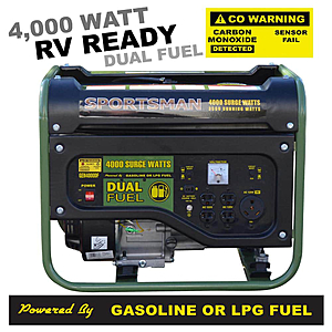 Sportsman 4,000/3,500-Watt Recoil Start Dual Fuel Gasoline Propane Portable Generator with CO Detector Auto-Shutoff 806694 - $325