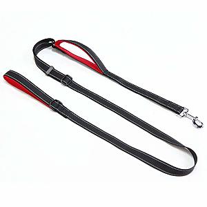 HELLOAUTO Dog Leashes for Medium & Large Dogs – Adjustable-Length, 2 Padded Handles, Reflective Black: $4.80 (Single) or $5.20 (Double) after 60% off $4.79
