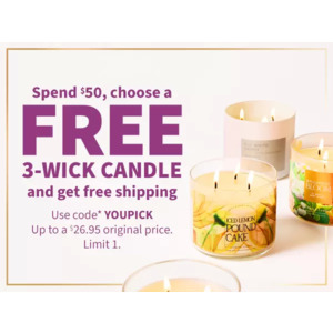 Bath & Body Works 3-Wick Candles - Five (5) 3-Wick Candles + Free Tote & Free Shipping for $55.80+tax
