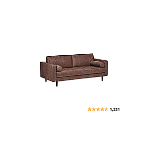 Amazon Brand – Rivet Aiden Mid-Century Modern Tufted Loveseat Sofa (74") - Dark Brown Leather - $301