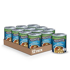 12-Pack 18.5-oz Progresso Reduced Sodium Soup Cans (Roasted Chicken Noodle) $15.65 w/ Subscribe & Save