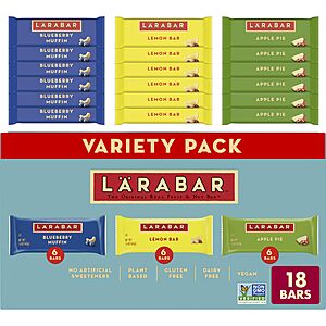 Larabar Variety Pack - Blueberry Muffin, Lemon Bar, Apple Pie Fruit & Nut Bars-18 Count-$13.67 W S&S