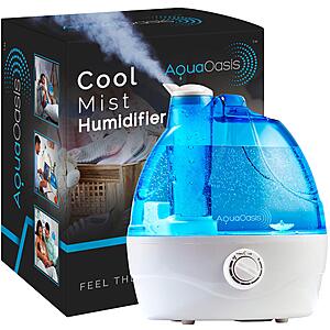 AquaOasis 2.2-Liter Quiet Ultrasonic Cool Mist Humidifier $17 + Free Shipping