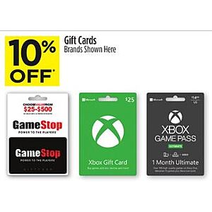 Dollar General in store, 10% off Gamestop, Xbox, Xbox Game Pass gift cards