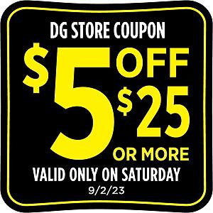 Dollar General coupons, $5 off $25, $10 off $40 valid 9/2/23