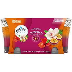 2-Count 3.4-Oz Glade Candle Jar (Vanilla Passion Fruit + Hawaiian Breeze) $3.22 w/ S&S + Free Shipping w/ Prime or on orders over $25