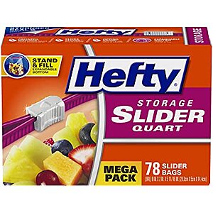 66-Count Hefty Slider Storage Bags (Gallon) $4.90 w/ Subscribe & Save