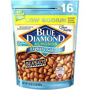 16-Oz Blue Diamond Almonds (Lightly Salted) $5.24 w/ S&S + Free Shipping w/ Prime or on orders over $25