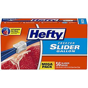 56-Count Hefty Slider Freezer Bags (Gallon) $5.80 w/ S&S + Free Shipping w/ Prime or on orders over $25