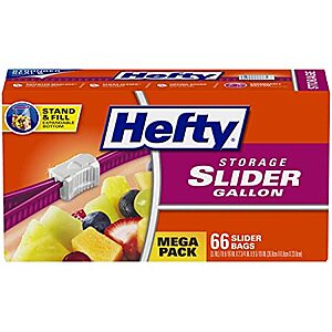 66-Count Hefty Slider Storage Bags (Gallon) $4.54 w/ S&S + Free Shipping w/ Prime or on orders over $25