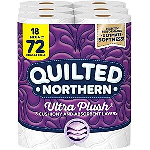 18-Count Quilted Northern Ultra Plush 3-Ply Toilet Paper Mega Rolls $13.38 w/ S&S + Free Shipping w/ Prime or on orders over $25