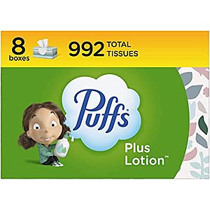 8-Pack 124-Sheet Puffs Plus Lotion Facial Tissues $11.39 + Free Shipping w/ Prime or on orders over $25