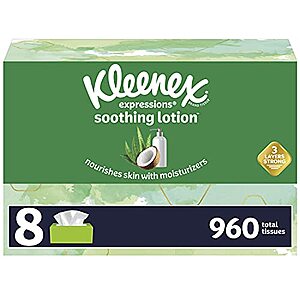 8-Pack 120-Count Kleenex Expressions Soothing Lotion Facial Tissues $10.82 w/ S&S + Free Shipping w/ Prime or on orders over $25