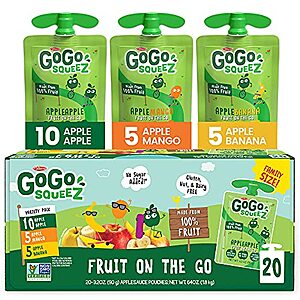 20-Count 3.2-Oz GoGo SqueeZ Applesauce Variety Pack (Apple/Mango/Banana) $9.25 & More w/ Subscribe & Save
