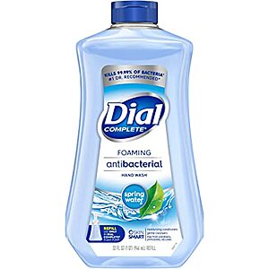 32-Oz Dial Complete Antibacterial Foaming Hand Soap Refill (Spring Water) $3.72 w/ S&S + Free Shipping w/ Prime or on orders over $25