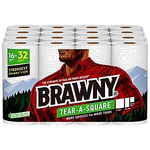 16-Count 2-Ply Brawny Tear-A-Square Double-Roll Paper Towels $22.40 w/ Subscribe & Save + Free S/H