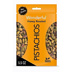 5.5-Oz Wonderful Honey Roasted Pistachios (No Shells) $3.37 w/ S&S + Free Shipping w/ Prime or on orders over $35