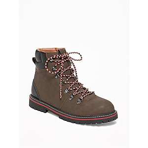 Updated-Old Navy Sueded High-Top Hiker Boots (Black/ Brown) for Men - $14.98 -Free Tote - ON Super Cash - Free Store Pickup And Free Shipping over 25$