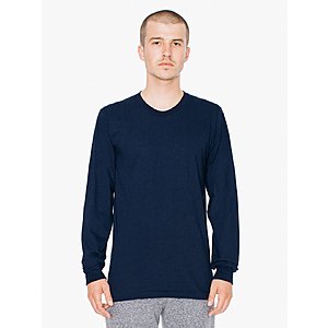 American Apparel Men's Fine Jersey Long Sleeve Crew T-Shirts 5 for $17.50 & More