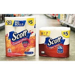 Scott Bathroom tissue rolls and paper towels -  3 packs for $9 at Walgreens