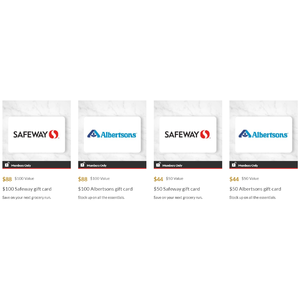 $44 for $50 / $88 for $100 Safeway or Albertsons Digital Gift Card (AARP members only)