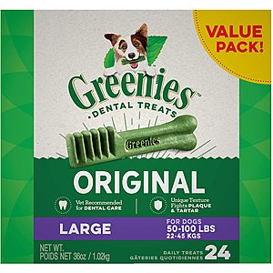 Select Prime Customers: 24-ct. Greenies Dog Natural Dental Treats (Large) $13.80 w/ S&S